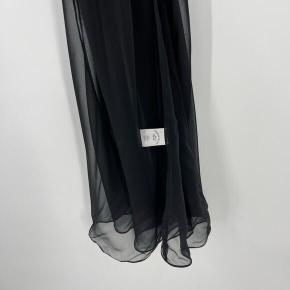 Mirror Palais | NWT Bow Wrap Dress in Noir Black Silk Chiffon Maxi XS - Picture 10 of 16